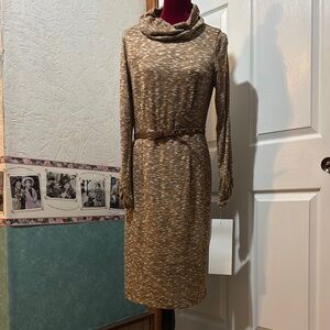 Elegant Brown Cowl Neck Dress